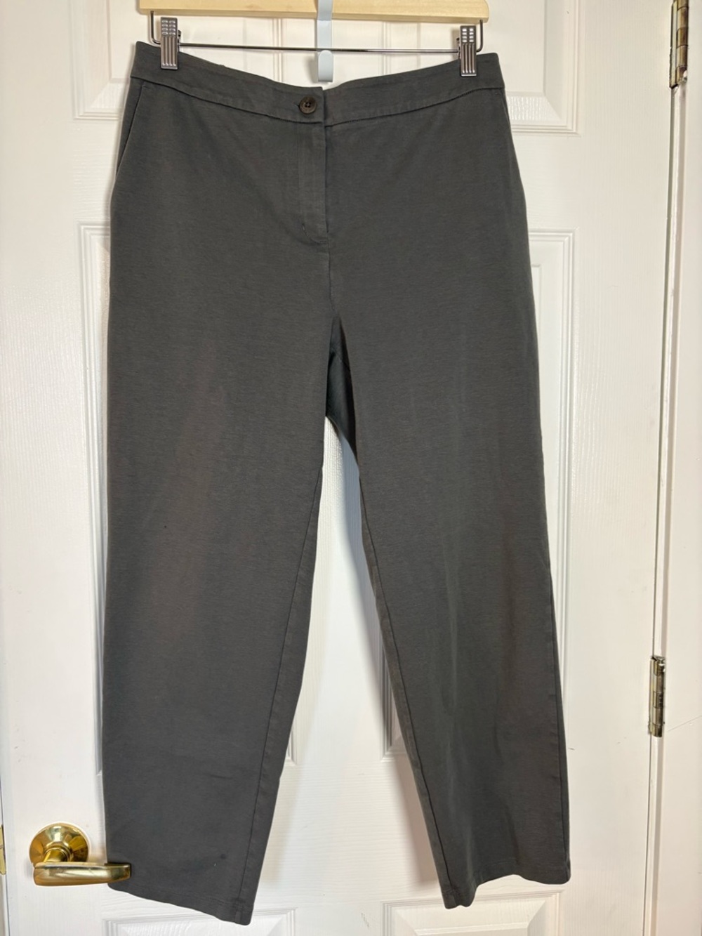 Eileen Fisher Petite Small Organic Cotton Wide Leg Pants Gray Minimalist Trouser